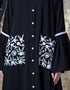 Muslim Embroidered Pocket Bell Sleeve casual Abaya Black