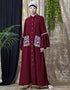 Islamic Embroidered Pocket Bell Sleeve casual Abaya Maroon