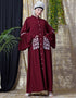 Islamic Embroidered Pocket Bell Sleeve casual Abaya Maroon