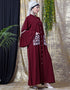 Islamic Embroidered Pocket Bell Sleeve casual Abaya Maroon