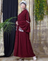 Islamic Embroidered Pocket Bell Sleeve casual Abaya Maroon