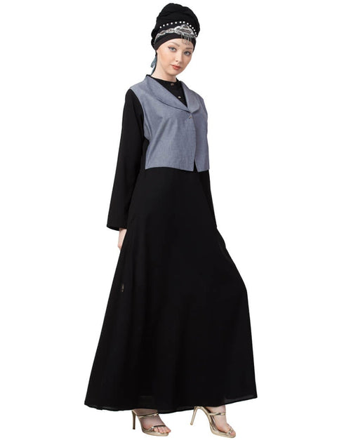 Arabic Extra contrast Jacket executive Abaya Blue