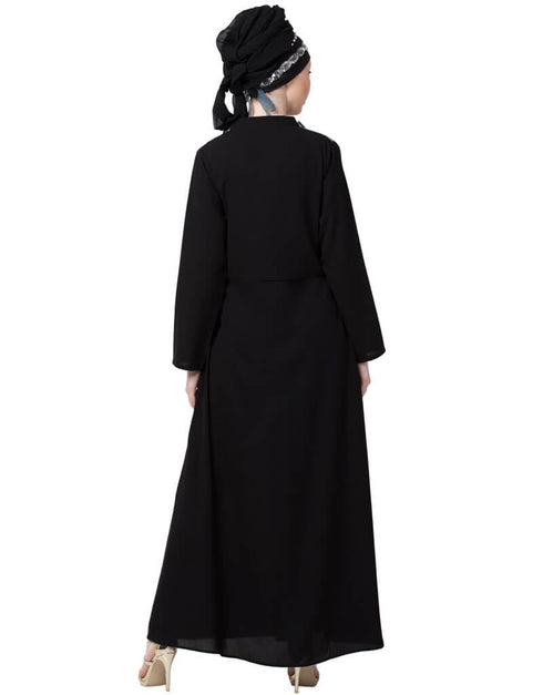 Arabic Extra contrast Jacket executive Abaya Blue