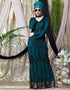Chic Full Hand embellished Party Abaya Green