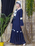 Modern Bell Sleeve flowers around knee party Abaya Navy Blue