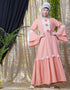 Dubai Bell Sleeve flowers around knee party Abaya Peach