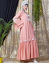 Dubai Bell Sleeve flowers around knee party Abaya Peach