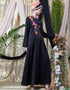 Modest applique flowers Hand work Party Nida Abaya Black