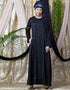 Arabic diamond motif hand embroidered Flare Nida Abaya Black