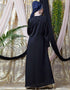 Arabic diamond motif hand embroidered Flare Nida Abaya Black