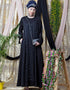 Arabic diamond motif hand embroidered Flare Nida Abaya Black