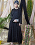 Arabic diamond motif hand embroidered Flare Nida Abaya Black