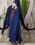 Women Extra Long wings Sleeve embroidered Party abaya Navy Blue