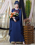 Women Extra Long wings Sleeve embroidered Party abaya Navy Blue