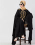 Muslimah Extra Long wings Sleeve embroidered Party abaya Gold