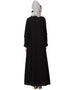 Trendy Front Long Frill contrast flowers Party Abaya Grey