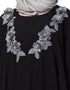 Trendy Front Long Frill contrast flowers Party Abaya Grey