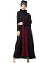 Modern front embroidered Zip at neck Nida Abaya Red