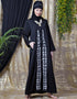 Dubai Front Embroidered Zip At Neck Nida Abaya White