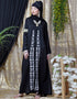 Dubai Front Embroidered Zip At Neck Nida Abaya White