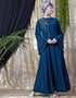 Muslim Hand work Teal Party Abaya Blue