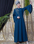 Muslim Hand work Teal Party Abaya Blue