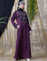 Modest Front And SleeveHand Embroidered Party Abaya Wine