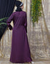 Modest Front And SleeveHand Embroidered Party Abaya Wine