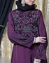 Modest Front And SleeveHand Embroidered Party Abaya Wine