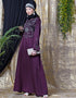 Modest Front And SleeveHand Embroidered Party Abaya Wine