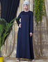 Islamic front and sleeve hand embroidered Party Abaya Navy