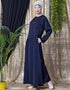 Islamic front and sleeve hand embroidered Party Abaya Navy