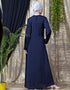 Islamic front and sleeve hand embroidered Party Abaya Navy