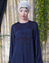 Islamic front and sleeve hand embroidered Party Abaya Navy
