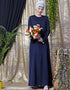 Islamic front and sleeve hand embroidered Party Abaya Navy