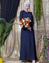 Islamic front and sleeve hand embroidered Party Abaya Navy