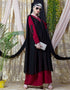 Muslimah Embroidered Neck Band Double Layer Party Abaya Red
