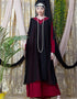 Muslimah Embroidered Neck Band Double Layer Party Abaya Red
