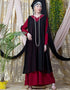 Muslimah Embroidered Neck Band Double Layer Party Abaya Red