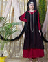 Muslimah Embroidered Neck Band Double Layer Party Abaya Red