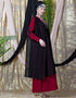 Muslimah Embroidered Neck Band Double Layer Party Abaya Red
