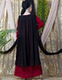 Muslimah Embroidered Neck Band Double Layer Party Abaya Red
