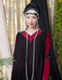 Muslimah Embroidered Neck Band Double Layer Party Abaya Red