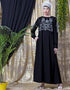 Chic Embroidered Party Abaya Silver