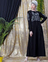 Chic Embroidered Party Abaya Silver
