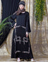 Trendy Front Hand Embroidered Bell Sleeve Party Abaya Black