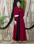 Modern Contrast Yoke Black Peach Casual Abaya Red
