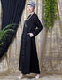 Dubai Front open with pleats from waist casual abaya Black