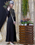 Dubai Front open with pleats from waist casual abaya Black