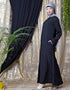 Muslim Front Open Daily Wear Abaya Black